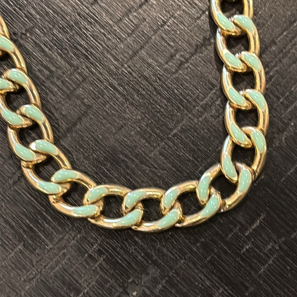 Enamel Gold Tone Link Chain Necklace​